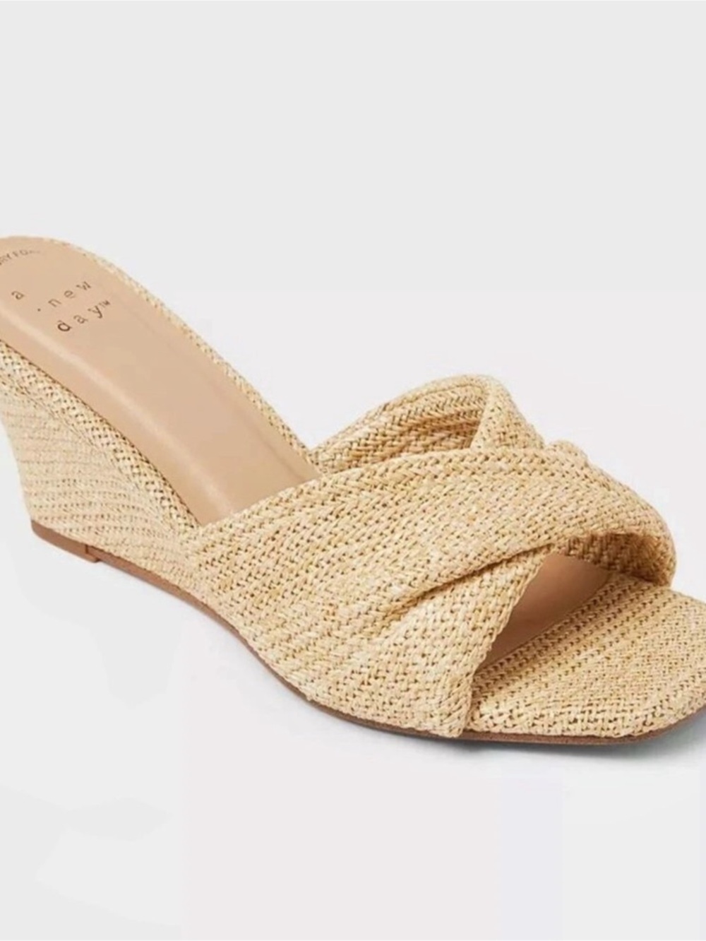 A New Day Luisa Woven Straw Wedge Sandal Tan